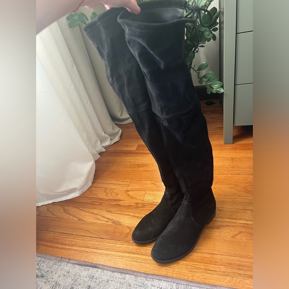 Stuart Weitzman Lowland Boots 8.5 Black Suede - Picture 1 of 16